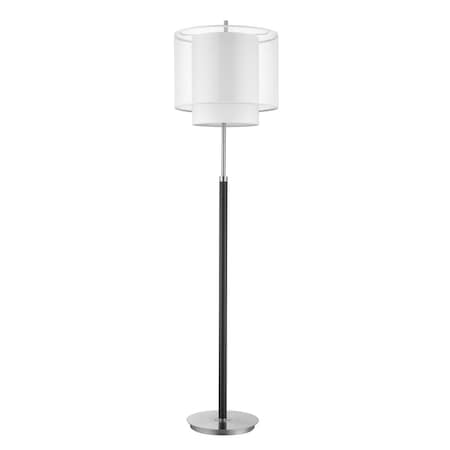 Estallar 62 x 15.5 x 15.5 in. Roosevelt 1-Light Espresso & Nickel Floor Lamp w/Sheer Snow Shantung Shade ES3651509